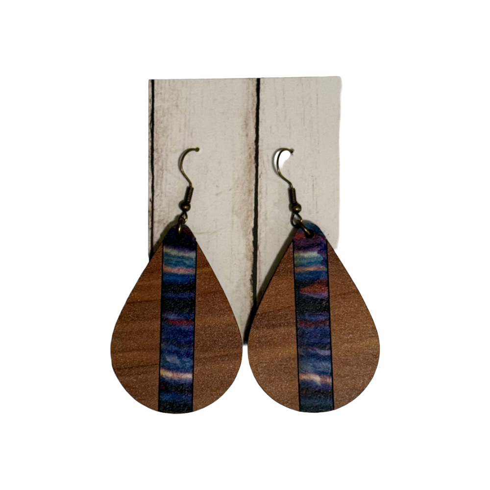 Wood & Acrylic Teardrop Earrings (v1)