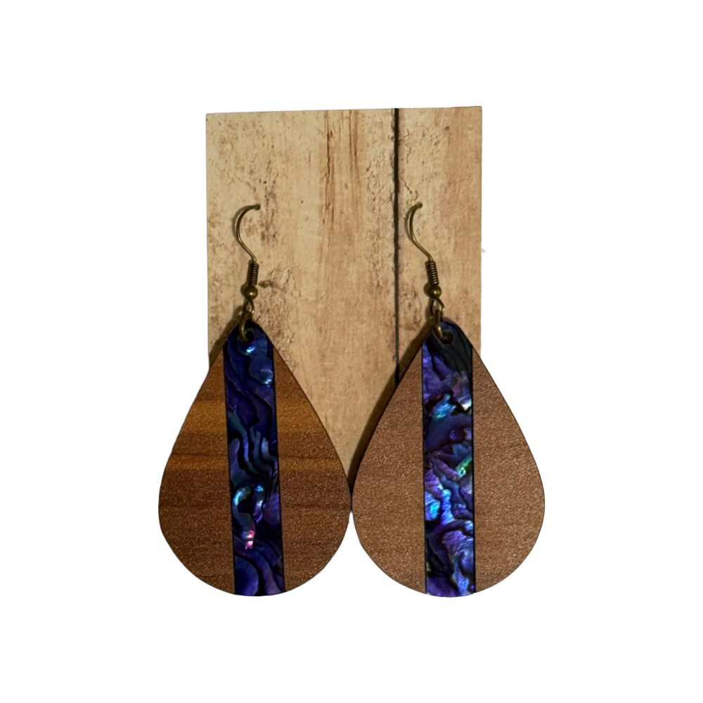 Wood & Acrylic Teardrop Earrings (v2)