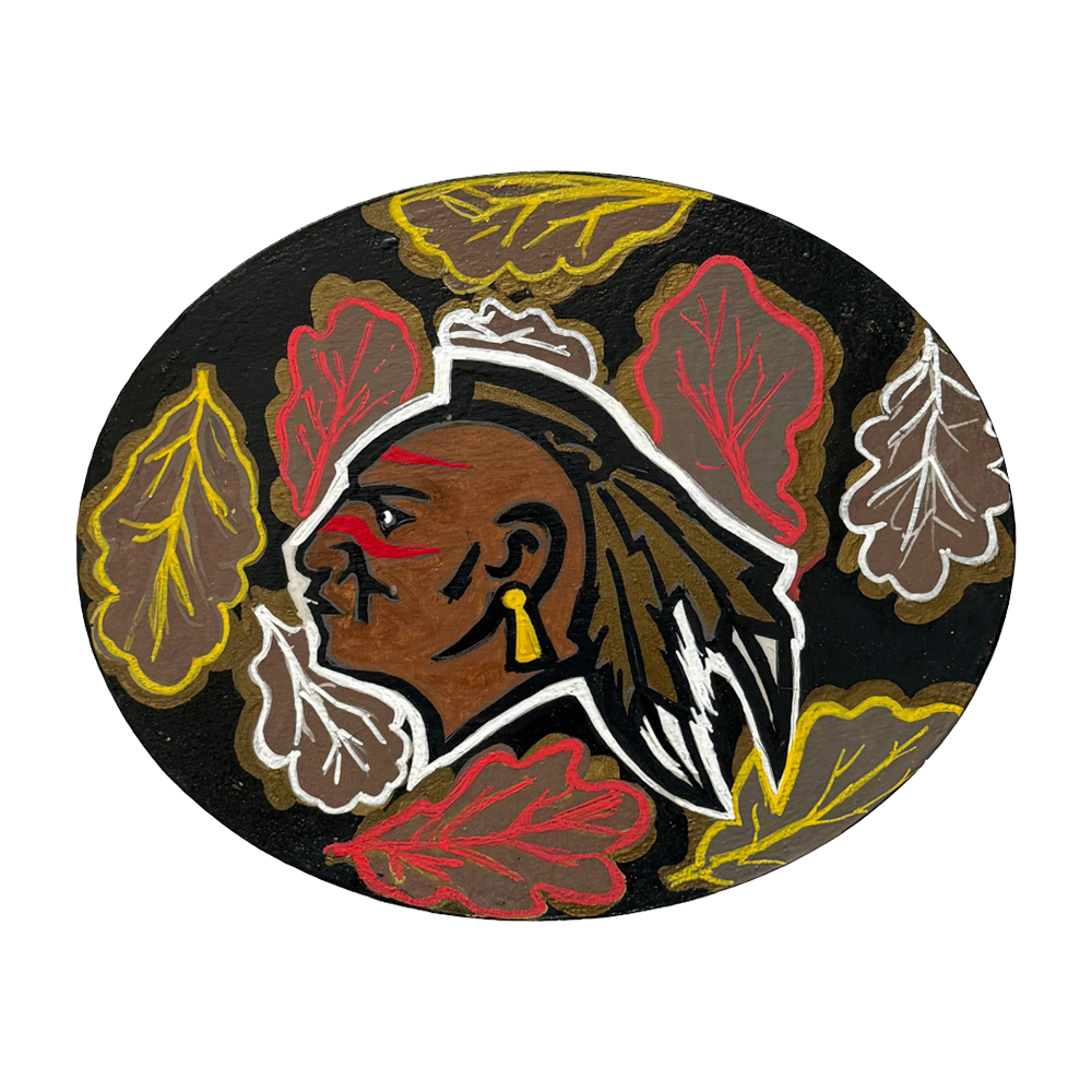 Warrior & Leaves Wood Painting